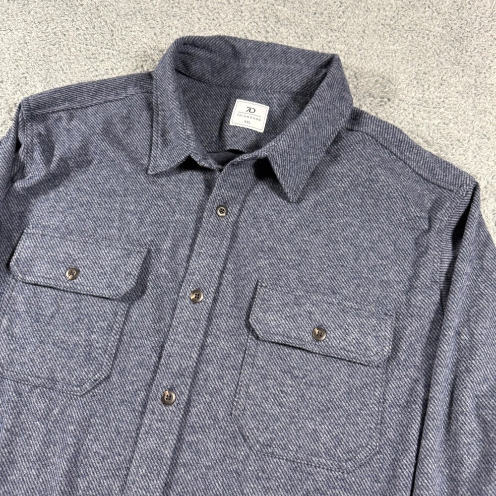 7Diamonds Generation Soft Flannel‎ Shirt Mens XXL Blue Twill Workwear Overshirt